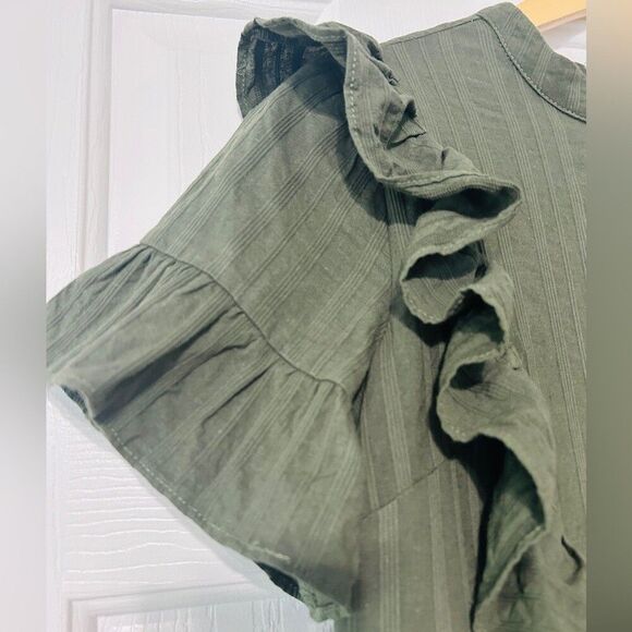 English Factory Nordstrom Olive Green Ruffle Shirt Dress XS - Picture 4 of 8